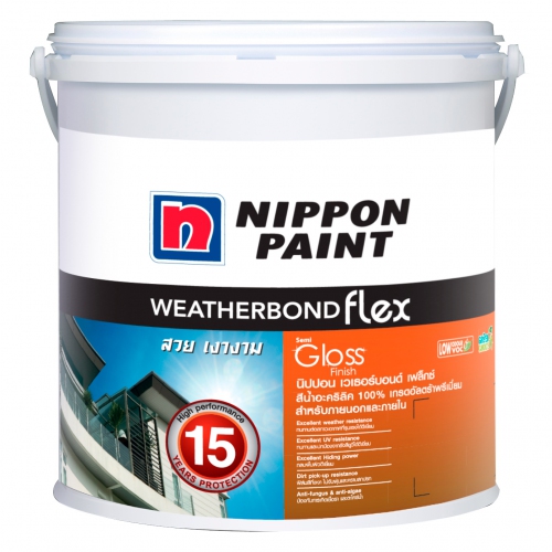 NIPPON PAINT WEATHERBOND FLEX#1001 BRILLIANT WHITE 1 GAL (นิปปอนเพนต์ เวเธอร์บอนด์ เฟล็กซ์ กึ่งเงา) NIPPON PAINT WEATHERBOND FLEX#1001 BRILLIANT WHITE 1 GAL (นิปปอนเพนต์ เวเธอร์บอนด์ เฟล็กซ์ กึ่งเงา)